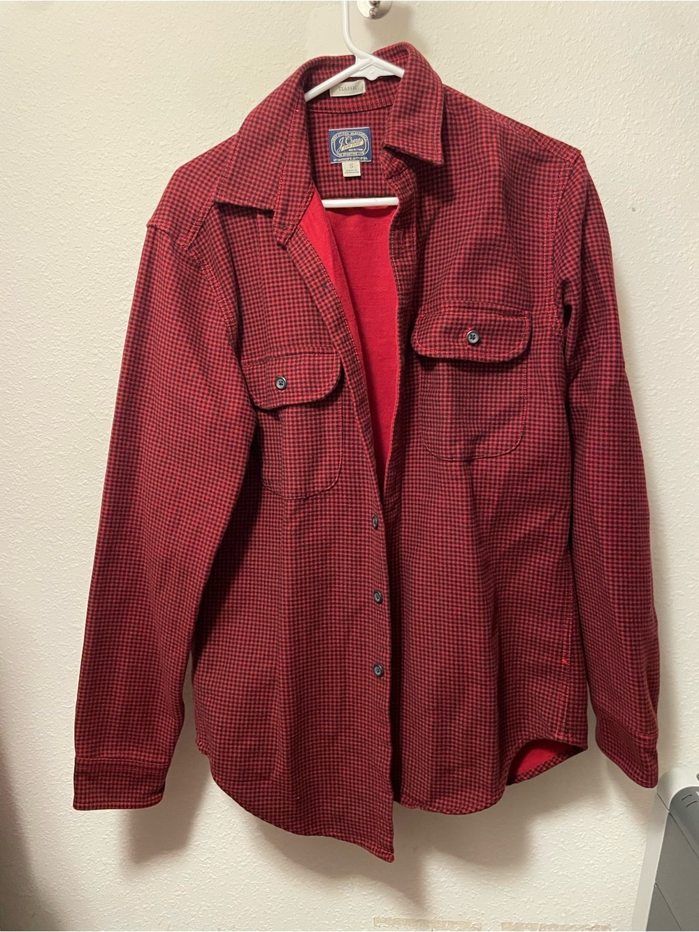 J.Crew Heavyweight Chamois Workshirt Shacket Red Mini Check Men’s Small